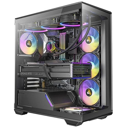 Antec C3 ARGB, 3 x 120mm & 1 x 120mm ARGB PWM Fans Included, Up to 8 Fans Simultaneously, Type-C,Seamless Tempered Glass Front & Side Panels, 360mm Radiator Support, Mid-Tower ATX PC Case