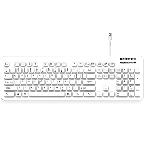 Man & Machine L Cool Keyboard - Cable Connectivity - USB Interface - English (US) - Windows, Linux, Mac - White