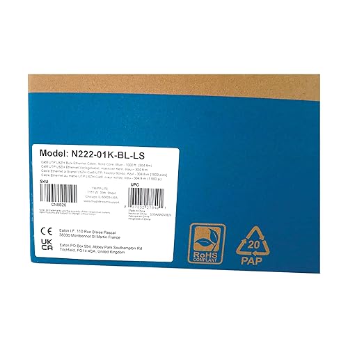 Tripp Lite Cat6 Ethernet Cable 1000ft Bulk Spool, Blue, 1 Gbps / 550 MHz Copper Network Cable, 23 AWG Solid Core Bare Wire, Flame-Resistant LSZH CMR Jacket, (N222-01K-BL-LS)