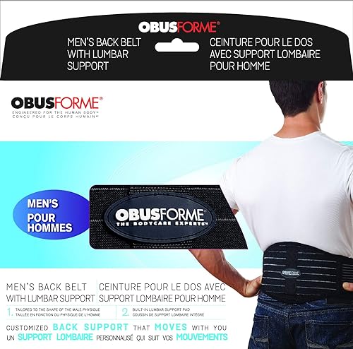 ObusForme Back Support Belt with Built-in Lumbar Support | Lower Back Brace | Elastic Abdominal Support | Breathable, Lightweight Compression Band | Extra Large | 39-45"