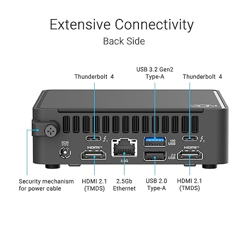 ASUS NUC 15 Pro Slim Barebones Mini PC with Intel Series 2 Core 5 210H, up to 96GB DDR5 RAM, Dual Storage Design, Thunderbolt™ 4, Wi-Fi 7 & Bluetooth 5.4, Toolless Chassis Access, VESA Mount Included