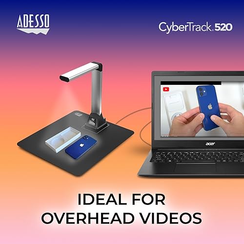 Adesso 5 Megapixel Fixed-Focus A4 Document Camera Scanner with OCR Text Recognition