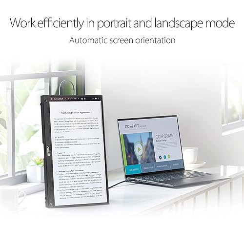 ASUS ZenScreen Touch Screen 15.6” 1080P Portable USB Monitor (MB16AHT) - Full HD (1920 x 1080), IPS, USB-C, Mini-HDMI, Kickstand, Tripod Mountable, Flicker Free, Blue Light Filter, Protective Sleeve
