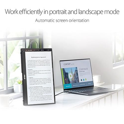 ASUS ZenScreen Touch Screen 15.6” 1080P Portable USB Monitor (MB16AHT) - Full HD (1920 x 1080), IPS, USB-C, Mini-HDMI, Kickstand, Tripod Mountable, Flicker Free, Blue Light Filter, Protective Sleeve