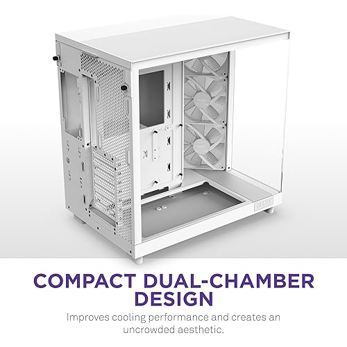 NZXT H6 Flow RGB (2023) Compact Dual-Chamber ATX Case with RGB Fans - CC-H61FW-R1 - All White