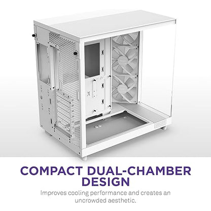 NZXT H6 Flow RGB (2023) Compact Dual-Chamber ATX Case with RGB Fans - CC-H61FW-R1 - All White