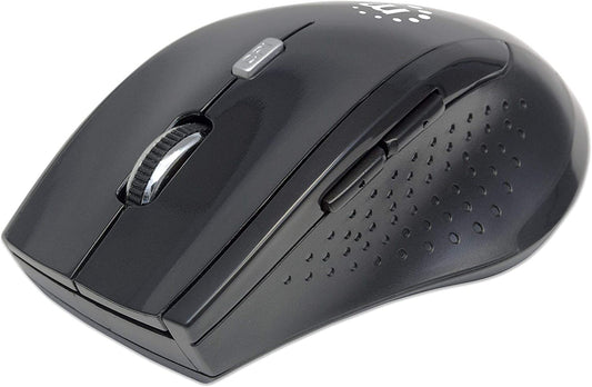 Manhattan Curve Wireless Optical Mouse - with Auto Power Management - for Laptops &amp; Computers - Black, 179386