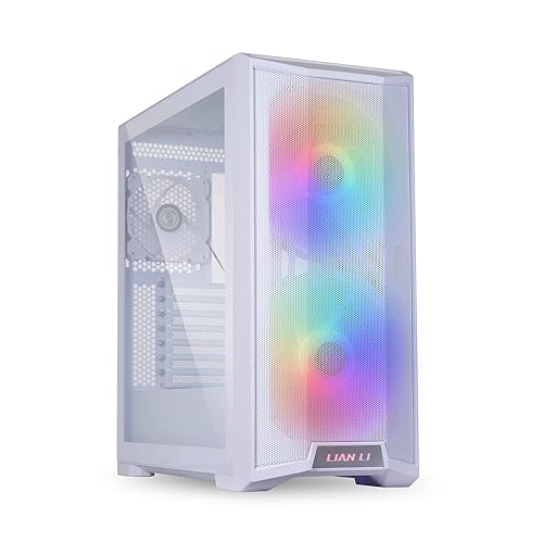 LIAN LI LANCOOL 215 E-ATX PC Case, RGB Gaming Computer Case, Tempered Glass Mid-Tower Chassis Features High Airflow with 2x200mm ARGB Fans & 1x120mm Fan Pre-Installed and Mesh Front Panel (Snow White)