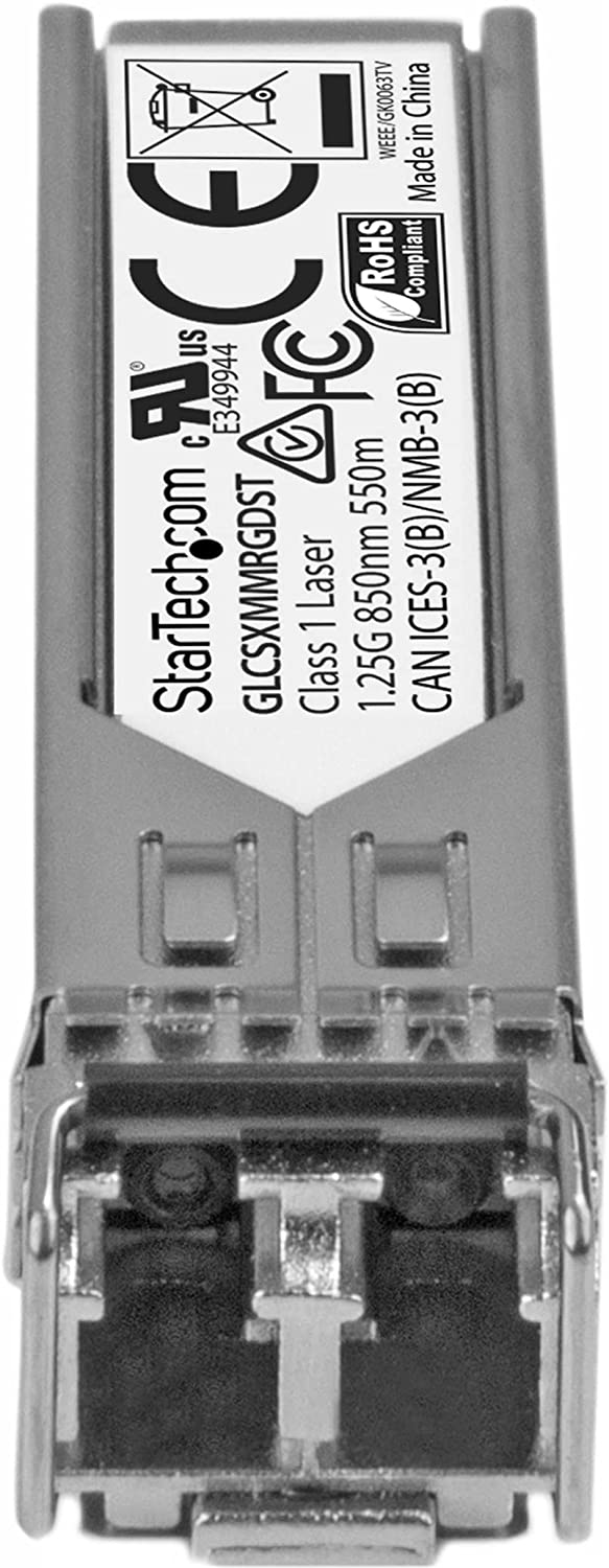 StarTech.com Cisco GLC-SX-MM-RGD Compatible SFP Module - 1000BASE-SX - 1GbE Multimode Fiber MMF Optic Transceiver - LC 550m - 850nm - DDM Cisco ASR920, IE2000, IE4000 (GLCSXMMRGDST) GLC-SX-MM-RGD Single