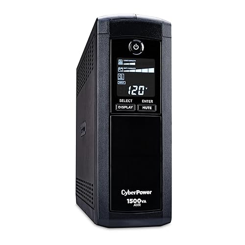 CyberPower CP1500AVRLCDTAA Intelligent LCD UPS Battery Backup and Surge Protector, 1500VA, 900W, 12 Outlets, AVR, Mini Tower, TAA Certified, UL Certified