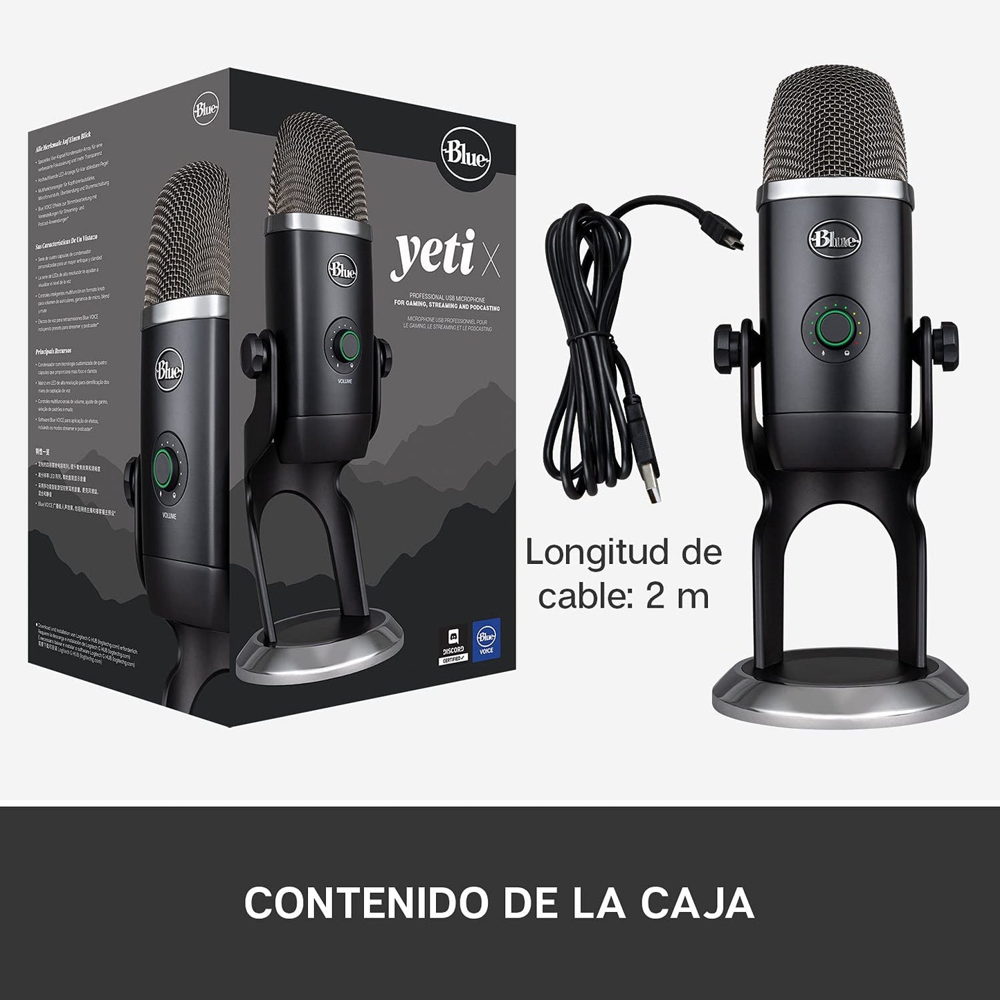Logitech for Creators Blue Yeti X USB Microphone for PC, Podcast, Gaming, Streaming, Studio, Computer Mic - Blackout