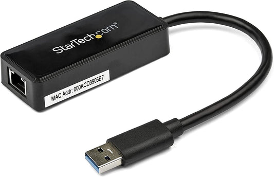StarTech.com USB 3.0 Ethernet Adapter - USB 3.0 Network Adapter NIC with USB Port - USB to RJ45 - USB Passthrough (USB31000SPTB) 1x USB-A Black