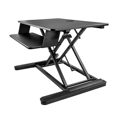 StarTech.com Sit Stand Desk Converter with Keyboard Tray - Large 35” x 21 Surface - Height Adjustable Ergonomic Desktop/Tabletop Standing Workstation - Holds 2 Monitors - Pre-Assembled (ARMSTSLG) Large Surface