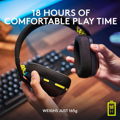 Logitech G435 LIGHTSPEED and Bluetooth Wireless Gaming Headset - Lightweight over-ear headphones, built-in mics, 18h battery, compatible with Dolby Atmos, PC, PS4, PS5, Nintendo Switch, Mobile - Black Black Headset Only