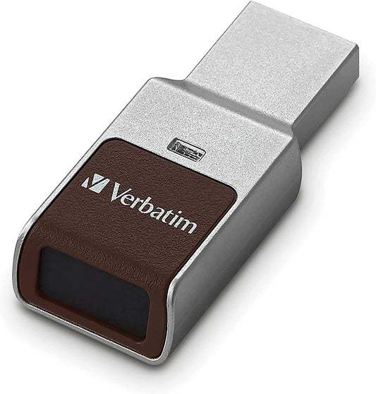 Verbatim 64GB Fingerprint Secure USB 3.0 Flash Drive with AES 256 Hardware Encryption – Silver