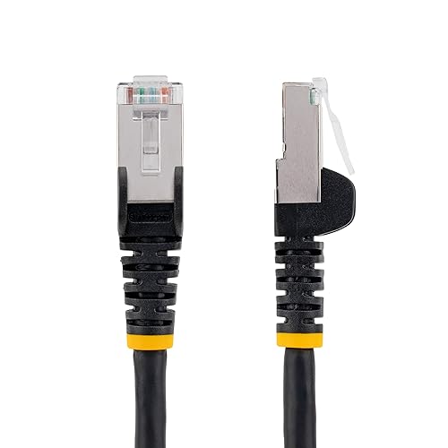 StarTech.com 50ft Black CAT6a Ethernet Cable, Snagless RJ45, 10GbE, 100W PoE++, S/FTP, 500MHz, 27AWG Pure Bare Copper, LSZH Black 50 ft.