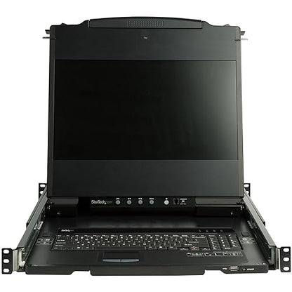 StarTech.com Dual Rail Rackmount KVM Console HD 1080p - Single Port DVI/VGA KVM w/17 LCD Monitor for Server Rack - Fully Featured 1U LCD KVM Drawer w/Cables - USB Support - 44230 MTBF (RKCOND17HD) Console 1.73 (44 mm) x 18.90 (480 mm) x 28.62 (727 mm)