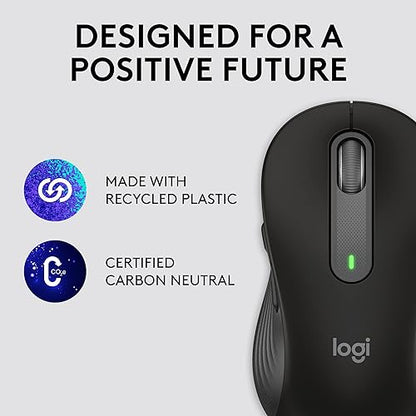 Logitech Signature M650 L Full Size Wireless Mouse - For Large Sized Hands, 2-Year Battery, Silent Clicks, Customizable Side Buttons, Bluetooth, for PC/Mac/Multi-Device/Chromebook - Black Black Right Handed Large Size