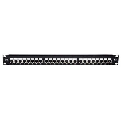 Tripp Lite RJ45 Patch Panel, Cat5e/Cat6 Patch Panel, 24 Port Patch Panel, Shielded, Krone IDC, 0.5U Rack Mount, 568B, TAA Compliant (N252-024-SH-K) 24 Port 568B