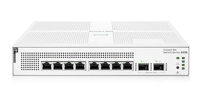 HPE Networking Instant On Switch Series 1930 8-Port Gb Smart-Managed Layer 2+ Ethernet Switch with PoE | 8X 1G | 2X SFP | 8X CL4 PoE 124W | US Cord (JL681A#ABA)