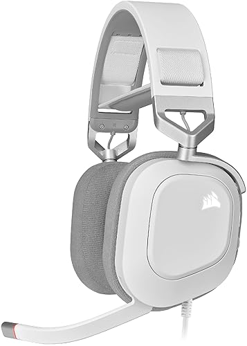 Corsair HS80 RGB USB Premium Gaming Headset with Dolby Audio 7.1 Surround Sound (Broadcast-Grade Omni-Directional Microphone, Memory Foam Earpads, High-Fidelity Sound, Durable Construction) White Wired White
