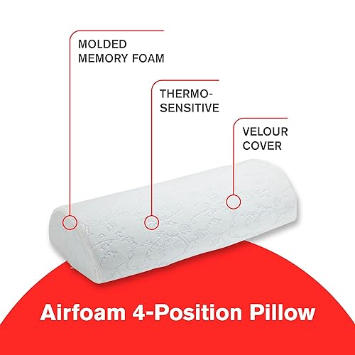 ObusForme Airfoam Support Pillow – 4-Position Memory Foam Lumbar Support Pillow, Portable Posture Support, Machine Washable Plush Cover