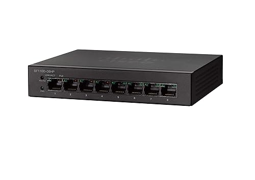 CISCO DESIGNED SF110D-08 Desktop Switch with 8 Ports 10/100 Desktop, Limited Lifetime Protection (SF110D-08-NA), Black