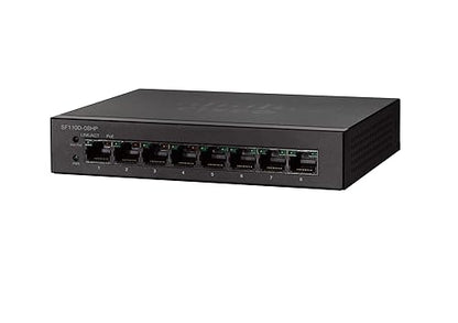 CISCO DESIGNED SF110D-08 Desktop Switch with 8 Ports 10/100 Desktop, Limited Lifetime Protection (SF110D-08-NA), Black