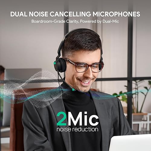 Yealink UH44 Teams Certified USB Wired Headset with 2 Noise Cancelling Mics,Stereo Sound for PC,Laptop,Teams,Zoom,Call Center,Home Office,Inline Controls,Comfort Ear Cushions,USB-C/A,Busylight Black Dual Teams USB-C/A