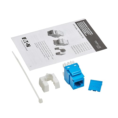 Eaton Tripp Lite Series Cat6 Keystone Jack with Type 4 PoE++ Compliance (4PPoE), 10 Pack, Blue, RJ45 Ethernet, Krone/110 Punchdown, TAA Compliant, Lifetime Manufactuer's Warranty (N238-010-BL-6A)