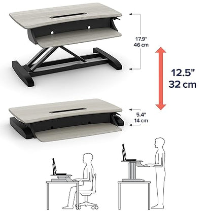 Ergotron – WorkFit-Z Mini Small Standing Desk Converter, Laptop Sit Stand Desk Riser for Tabletops and Home Office – 31 Inch Width, Grey Woodgrain