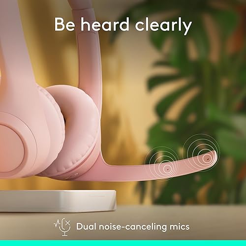 Logitech Zone 300 Wireless Bluetooth Headset with Noise-Canceling Microphone, Compatible with Windows, Mac, Chrome, Linux, iOS, iPadOS, Android – Rose Rose 1 Pack Wireless