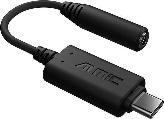 ASUS Ai Noise-Canceling Mic Adapter | Built-in Artificial Intelligence Isolates Background Noise, Enhance Voice Clarity | Improve Quality of Conference Calls, Music | Supports USB-C &amp; USB 2.0-3.5 mm