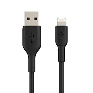 Belkin BoostCharge Lightning Cable - 3.3ft/1M - MFi Certified Apple iPhone Charger USB to Lightning Cable - iPhone Cable - iPhone Charger Cord - Apple Charger - USB Phone Charger - Black Black 3.3 FT PVC Cable
