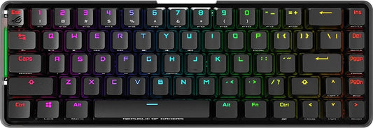 ASUS ROG Falchion NX 65% Wireless RGB Gaming Mechanical Keyboard | ROG NX Blue Clicky Switches, PBT Doubleshot Keycaps, Wired / 2.4G Hz, Touch Panel, Keyboard Cover Case, Macro Support