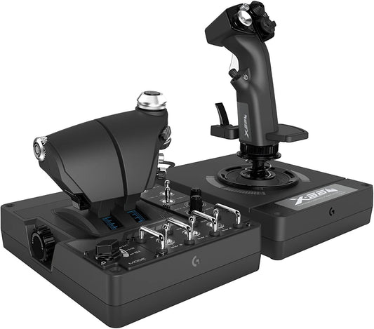 Logitech G X56 H.O.T.A.S Throttle and Joystick Flight Simulator Game Controller, 4 Spring Options, +189 Programmable Controls, RGB Lighting, 2x USB, PC - Black