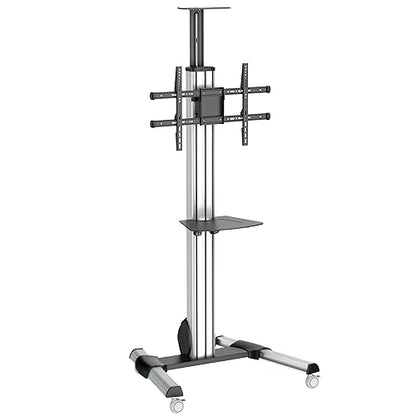 StarTech.com Heavy Duty Rolling Portable TV Cart Stand with Wheels - 32 to 75 inch - Adjustable Rotating Mobile Flat Panel Screen Mount (STNDMTV70) Single TV 32-75