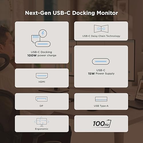 ViewSonic VG2458 24 Inch 1080p IPS Docking Monitor with Advanced Ergonomics, 100W USB C, 5-Port USB Hub, HDMI, DisplayPort, and Daisy Chain for Home and Office 24-Inch