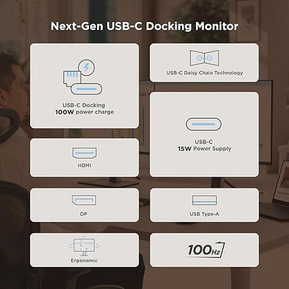 ViewSonic VG2458 24 Inch 1080p IPS Docking Monitor with Advanced Ergonomics, 100W USB C, 5-Port USB Hub, HDMI, DisplayPort, and Daisy Chain for Home and Office 24-Inch