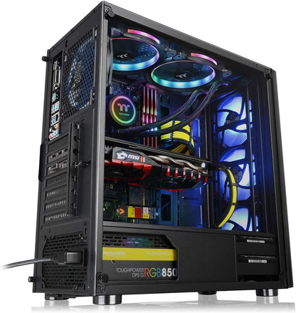 Thermaltake V200 Tempered Glass RGB Edition 12V MB Sync Capable ATX Mid-Tower Chassis with 3 120mm 12V RGB Fan + 1 Black 120mm Rear Fan Pre-Installed CA-1K8-00M1WN-01