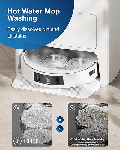 ECOVACS DEEBOT T20 Omni Robot Vacuum and Mop,Hot Water Mop Washing,Auto Hot Air-Drying,9mm AutoMop Lifting,Dual Spinning Mops,Self-Emptying,6000Pa Suction,Obstacle Avoidance,YIKO Voice Assistant,White