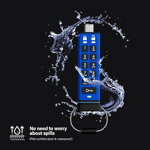 iStorage datAshur Pro+C 32GB - Secure USB Type-C Flash Drive - FIPS 140-3 Level 3 Certified - PIN Code Protected - Type C-A Adapter Included