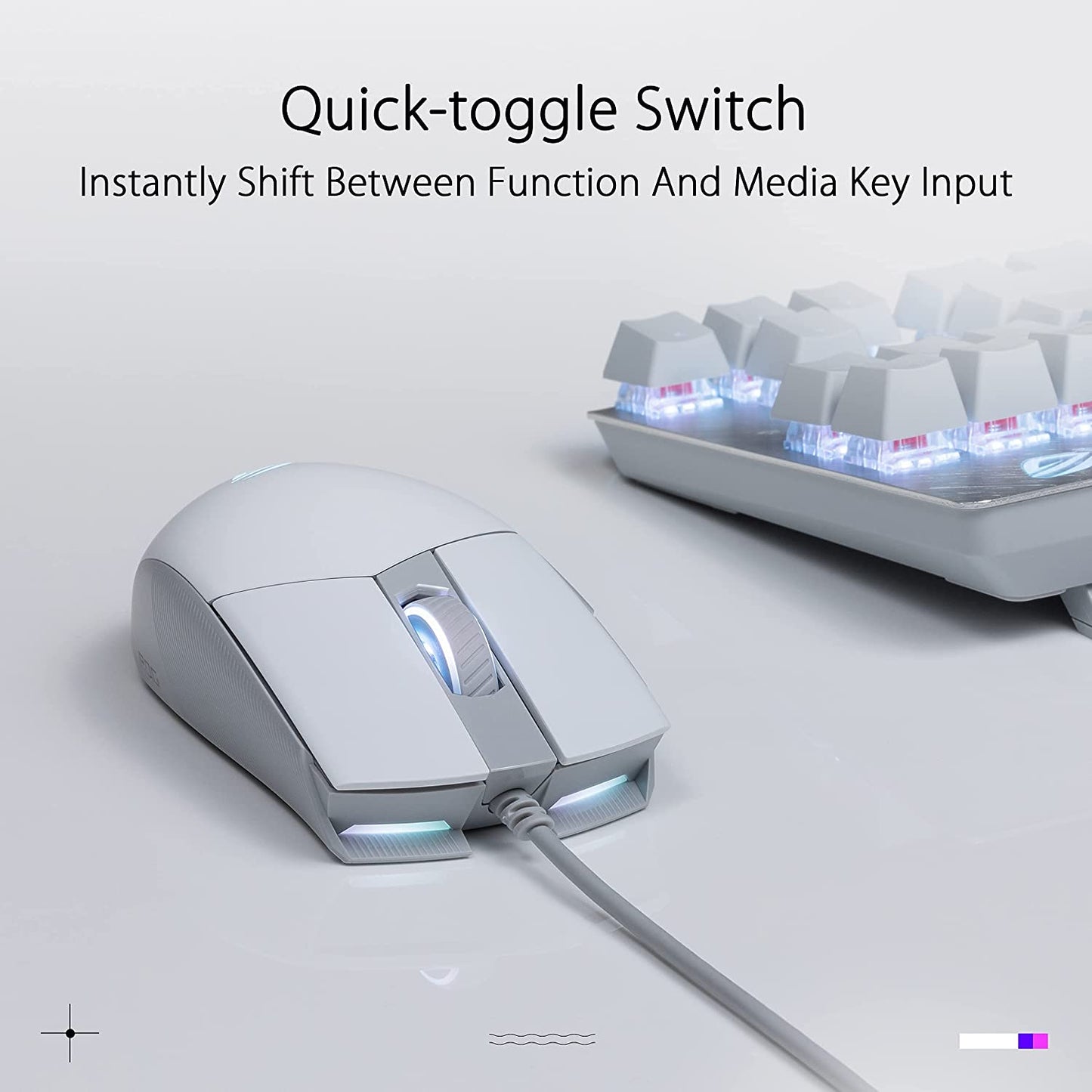 ASUS ROG Strix Impact II Moonlight White Gaming Mouse | Ambidextrous and Lightweight Design, 6200 DPI Optical Sensor, Push-Fit Hot Swappable Switches, Aura Sync RGB Lighting, Minimal Design Strix Impact II (Wired) Moonlight