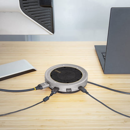 StarTech.com USB-C Conference Speaker Mini Dock, Portable Boardroom Speaker and Multiport Adapter, USB-C to VGA/4K HDMI, 2X USB-A Hub, Mic/Speaker, Teams/Zoom/Softphone Speakerphone (DKTBRSPMPD)