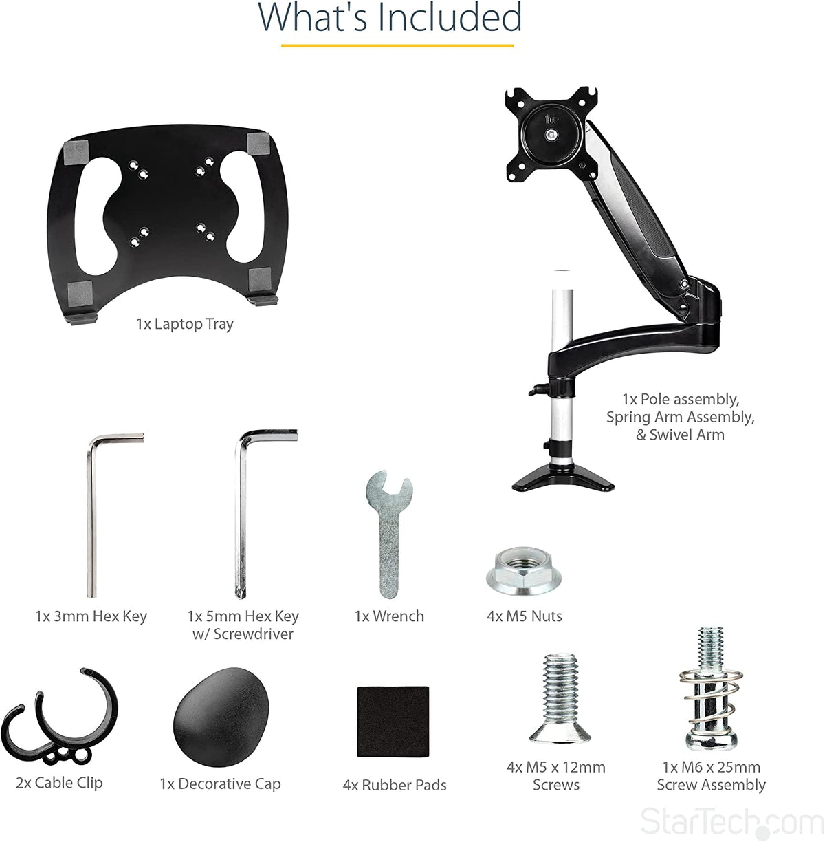StarTech.com Desk Mount Laptop Arm - Full Motion Articulating Arm for Laptop or Single 34" Monitor - VESA Mount Laptop Tray Bracket - Ergonomic Adjustable Notebook Stand - Desk-Clamp (ARMUNONB1) Black Full-Motion Arm - Monitor/Laptop