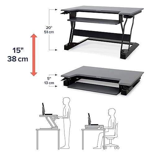 Ergotron – WorkFit-T Standing Desk Converter, Dual Monitor Sit Stand Desk Riser for Tabletops – 35 Inch Width, Black 35 wide Black