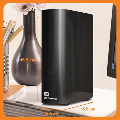 Western Digital 20TB Elements Desktop External Hard Drive, USB 3.0 External Hard Drive for Plug-and-Play Storage - WDBWLG0200HBK-NESN, Black 20TB Desktop