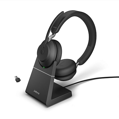 Jabra Evolve2 65 USB-C UC Stereo with Charging Stand - Black Wireless Headset/Music Headphones