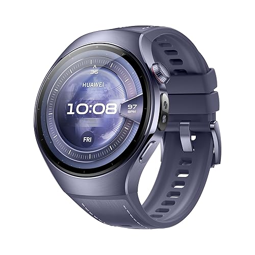 HUAWEI Watch 5, 46mm Smartwatches, Multi-Sensing X-TAP Technology, Spherical Sapphire Glass, Two Battery Modes, Intuitive Smart Gestures, Compatible with iOS and Android, Purple