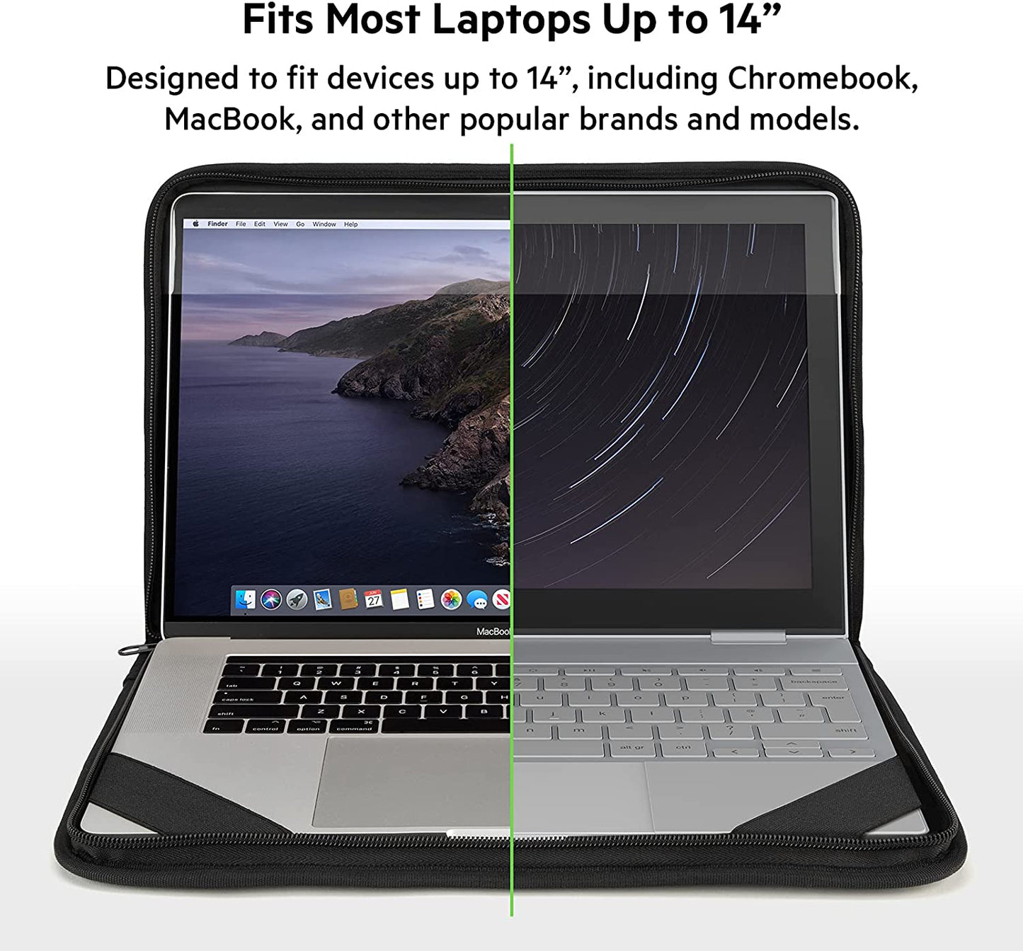 Belkin Always-On Laptop Sleeve Case Compatible with up to 14 inch Laptop, Tablet, ChromeBook, iPad and MacBook for Device Protection with Two Pockets 14" or smaller Always-On